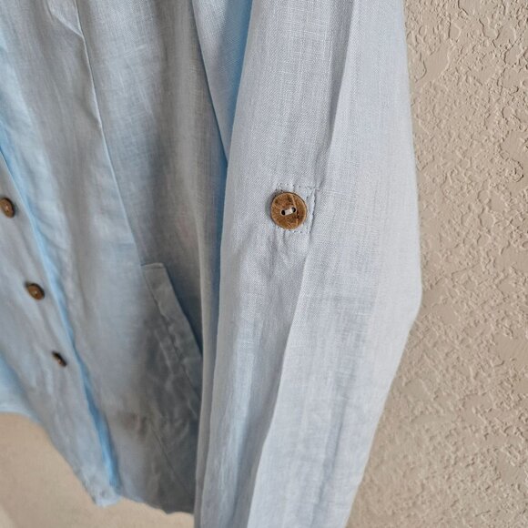 Soft Surroundings Woman Size S 100% Linen Tunic  Button Up Roll Tab Sleeve - Picture 4 of 7